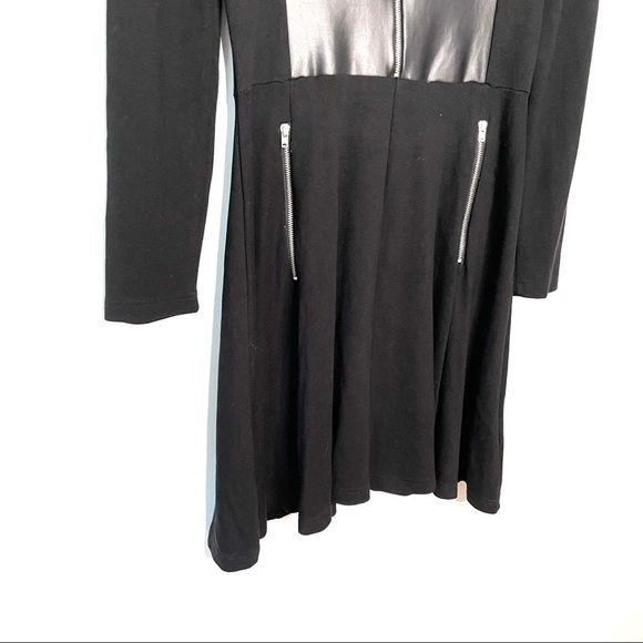 Venus | Faux Leather Long Sleeve A-Line Dress - Picture 4 of 8